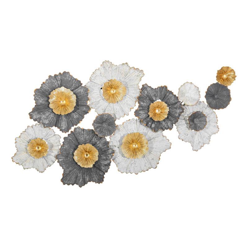 ΜΕΤΑΛΛΙΚΟ ΔΙΑΚΟΣΜΗΤΙΚΟ ΤΟΙΧΟΥ FL0385 ΓΚΡΙ-ΛΕΥΚΟ-ΧΡΥΣΟ ΧΡΩΜΑ 118x7x58εκ