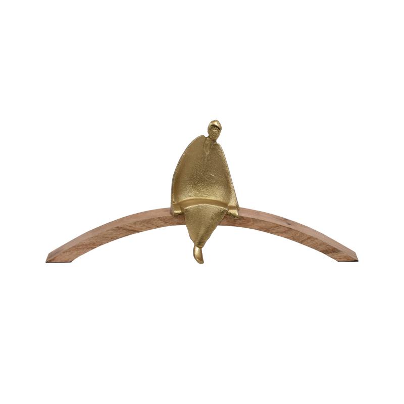 ΜΕΤΑΛΛΙΚΟ ΕΠΙΤΡΑΠΕΖΙΟ ΔΙΑΚΟΣΜΗΤΙΚΟ "Man" ΧΡΥΣΟ ΧΡΩΜΑ ΜΕ ΞΥΛΙΝΗ ΒΑΣΗ 43x7x20εκ sls