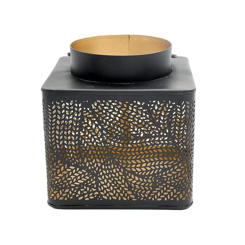 ΜΕΤΑΛΛΙΚΟ ΦΑΝΑΡΙ FL12077 ΜΑΥΡΟ-ΧΡΥΣΟ ΧΡΩΜΑ 14x14x15εκ