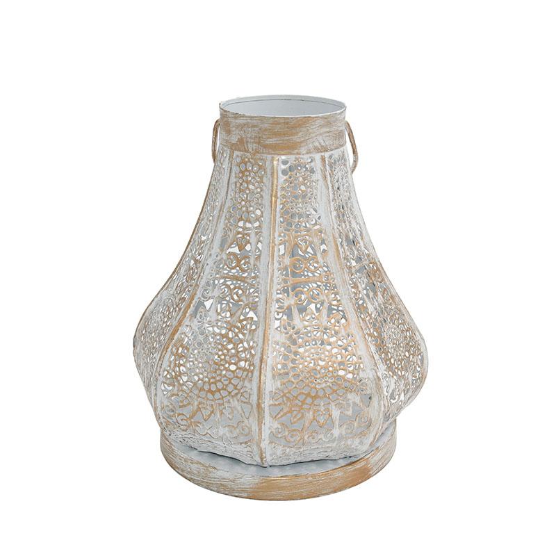 ΜΕΤΑΛΛΙΚΟ ΦΑΝΑΡΙ FL12299 ΛΕΥΚΟ-ΧΡΥΣΟ ΧΡΩΜΑ 20x22εκ