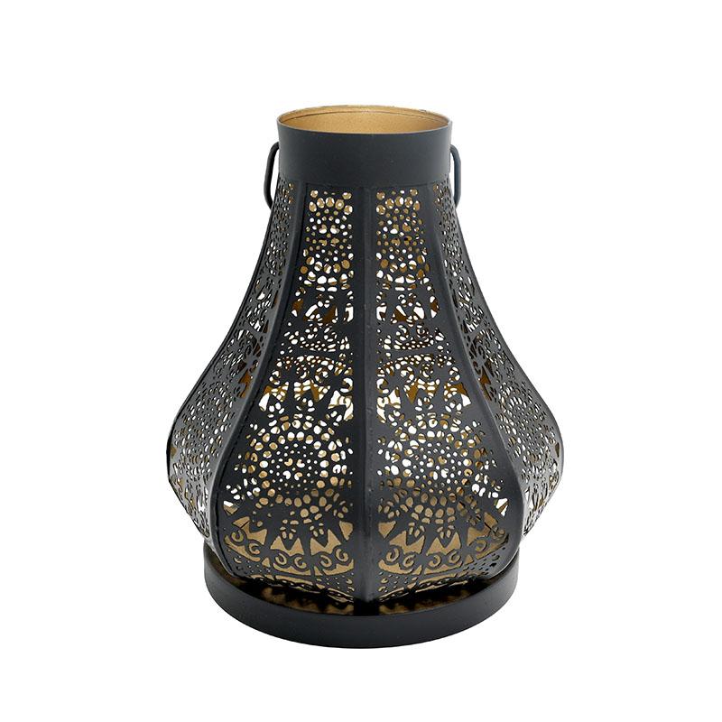 ΜΕΤΑΛΛΙΚΟ ΦΑΝΑΡΙ FL12299 ΜΑΥΡΟ-ΧΡΥΣΟ ΧΡΩΜΑ 20x22εκ