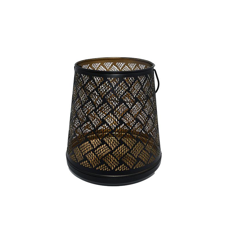 ΜΕΤΑΛΛΙΚΟ ΦΑΝΑΡΙ FL12370 ΜΑΥΡΟ-ΧΡΥΣΟ ΧΡΩΜΑ 20x22εκ