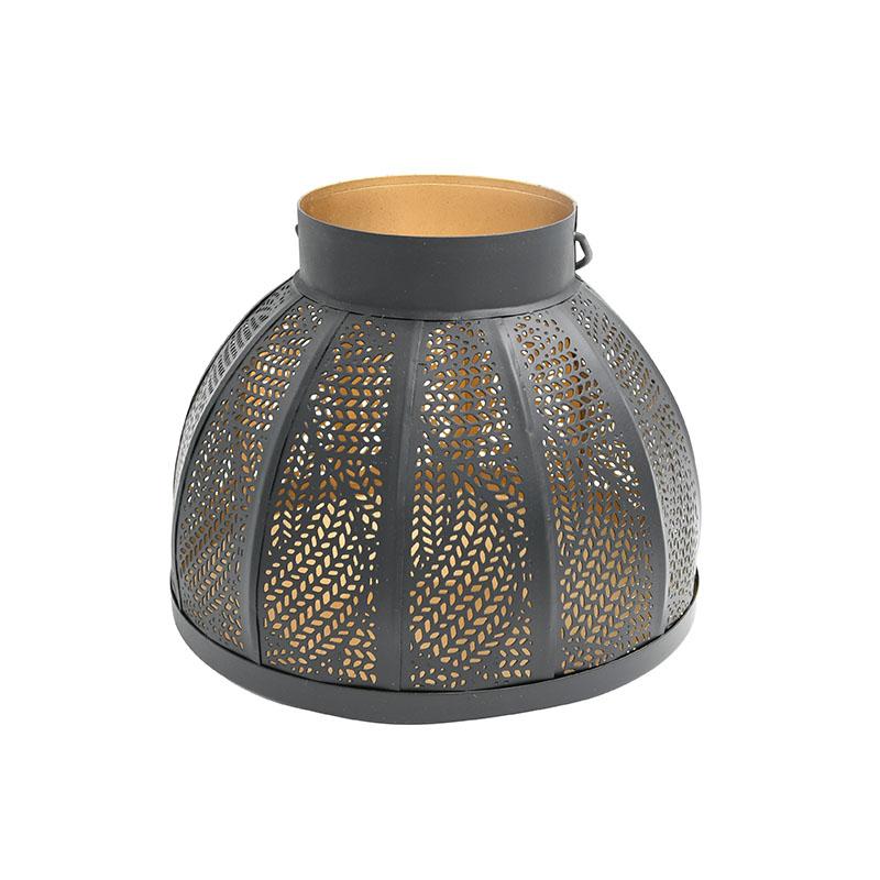 ΜΕΤΑΛΛΙΚΟ ΦΑΝΑΡΙ FL14136 ΜΑΥΡΟ-ΧΡΥΣΟ ΧΡΩΜΑ 20x18εκ