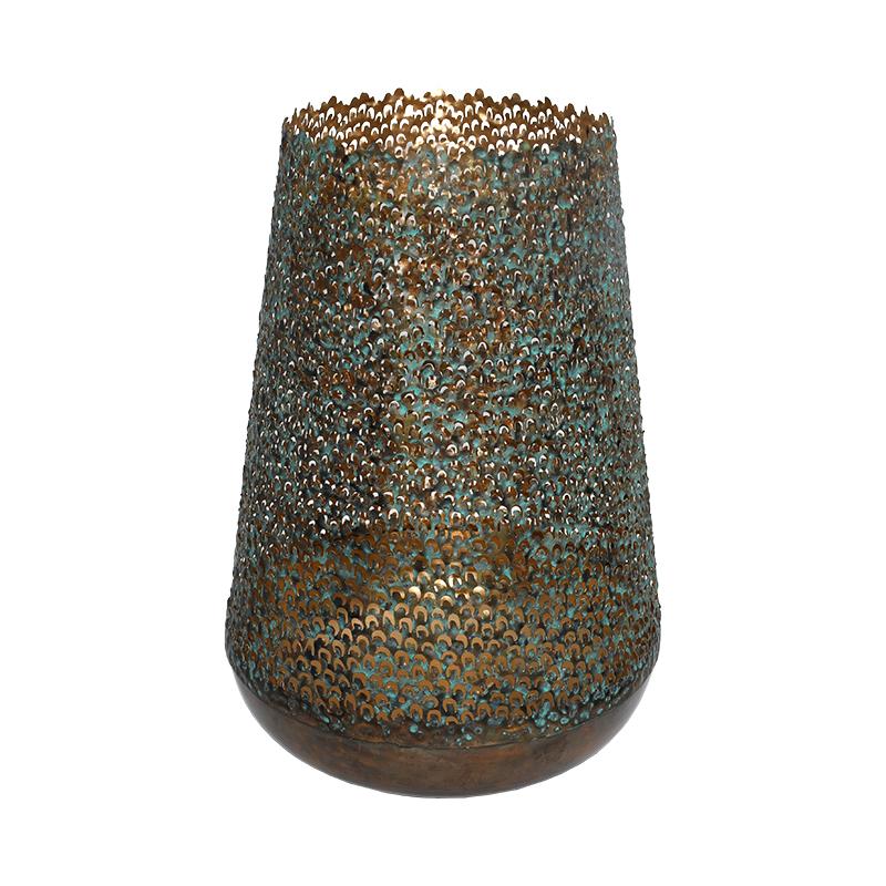 ΜΕΤΑΛΛΙΚΟ ΦΑΝΑΡΙ ΓΙΑ ΚΕΡΙ FL26749 ΚΑΦΕ ΧΡΩΜΑ 18x24εκ