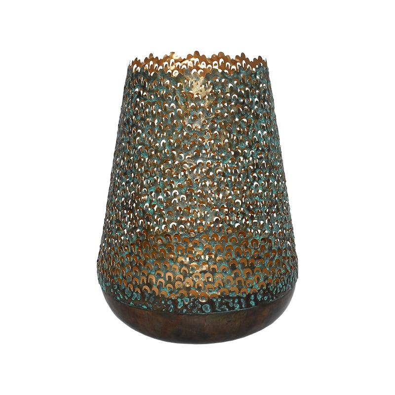 ΜΕΤΑΛΛΙΚΟ ΦΑΝΑΡΙ ΓΙΑ ΚΕΡΙ FL26749 ΚΑΦΕ ΧΡΩΜΑ 24x34εκ