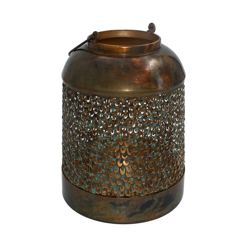 ΜΕΤΑΛΛΙΚΟ ΦΑΝΑΡΙ ΓΙΑ ΚΕΡΙ FL26754 ΚΑΦΕ ΧΡΩΜΑ 15x20εκ