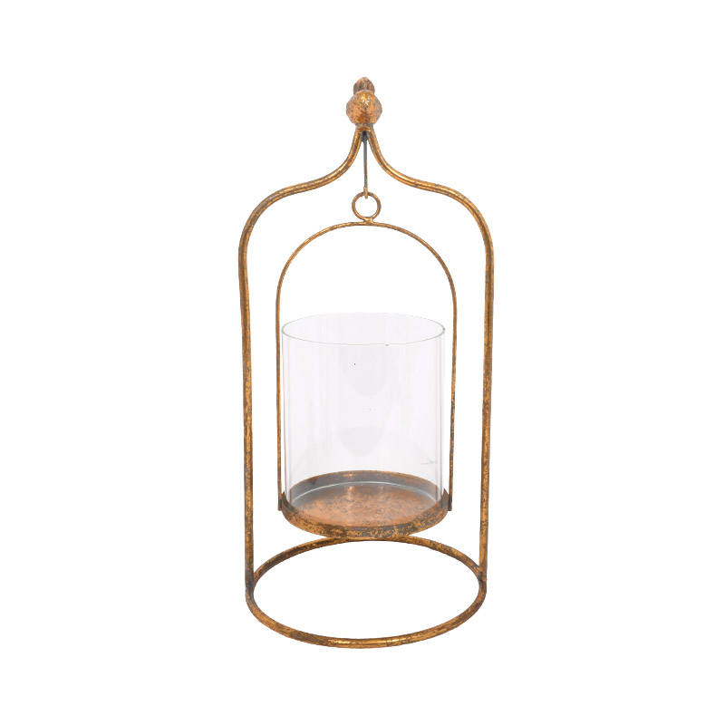 ΜΕΤΑΛΛΙΚΟ ΦΑΝΑΡΙ ΜΕ ΓΥΑΛΙ "BIRD" 41x20x13.5εκ