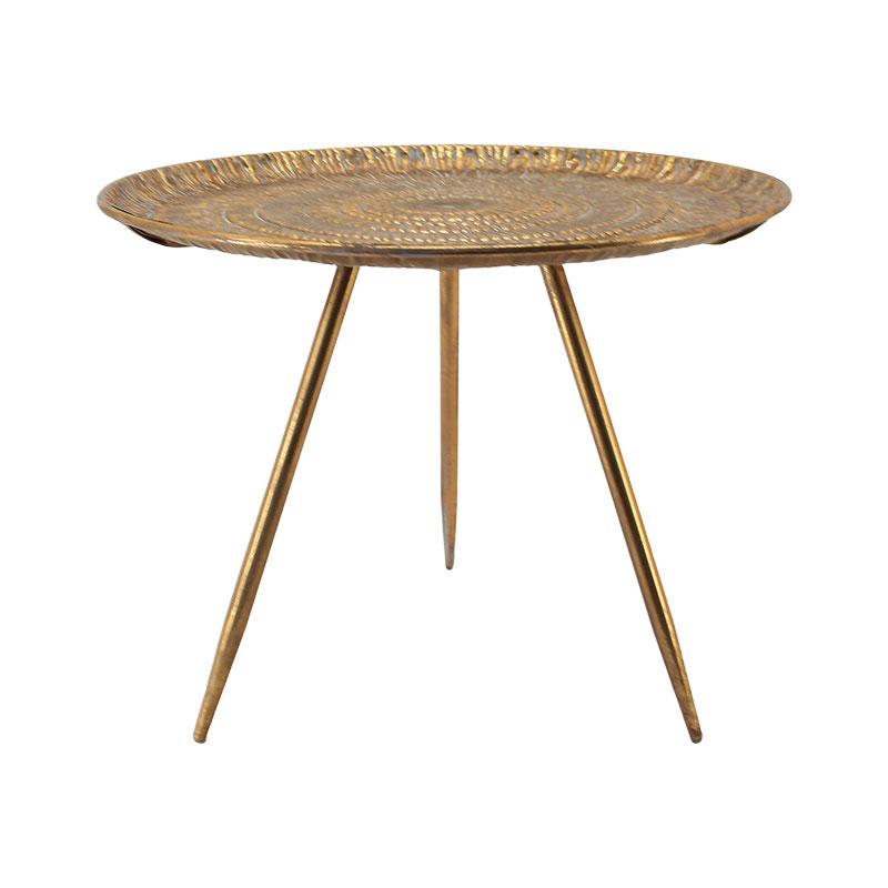 ΜΕΤΑΛΛΙΚΟ ΣΤΡΟΓΓΥΛΟ ΤΡΑΠΕΖΑΚΙ FL245 ΧΡΥΣΟ ΑΝΤΙΚΕ 59x59x46εκ