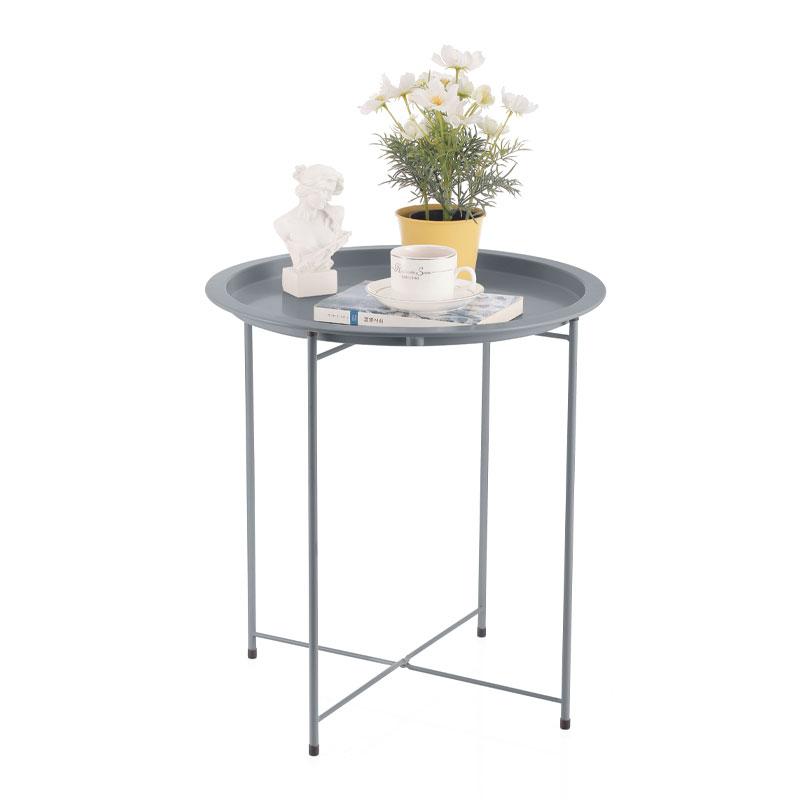 ΜΕΤΑΛΛΙΚΟ ΣΤΡΟΓΓΥΛΟ ΤΡΑΠΕΖΑΚΙ ΣΑΛΟΝΙΟΥ WR ΓΚΡΙ ΧΡΩΜΑ 47x50εκ - Image 2