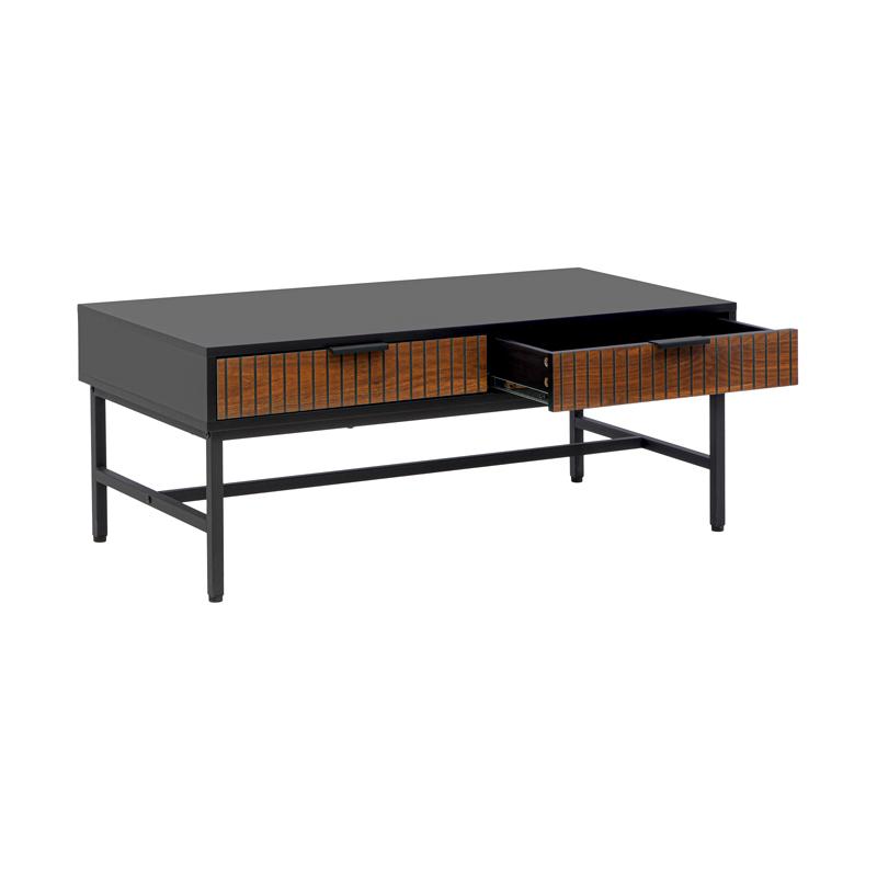 ΜΕΤΑΛΛΙΚΟ ΤΡΑΠΕΖΑΚΙ ΣΑΛΟΝΙΟΥ FL2405 ΜΑΥΡΟ-ΚΑΦΕ ΧΡΩΜΑ 100x48x40εκ - Image 3