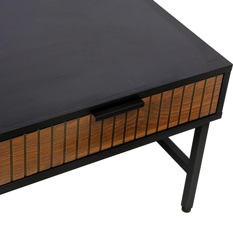 ΜΕΤΑΛΛΙΚΟ ΤΡΑΠΕΖΑΚΙ ΣΑΛΟΝΙΟΥ FL2405 ΜΑΥΡΟ-ΚΑΦΕ ΧΡΩΜΑ 100x48x40εκ - Image 4