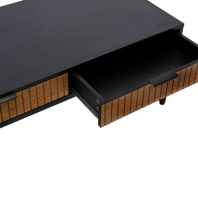 ΜΕΤΑΛΛΙΚΟ ΤΡΑΠΕΖΑΚΙ ΣΑΛΟΝΙΟΥ FL2405 ΜΑΥΡΟ-ΚΑΦΕ ΧΡΩΜΑ 100x48x40εκ - Image 5