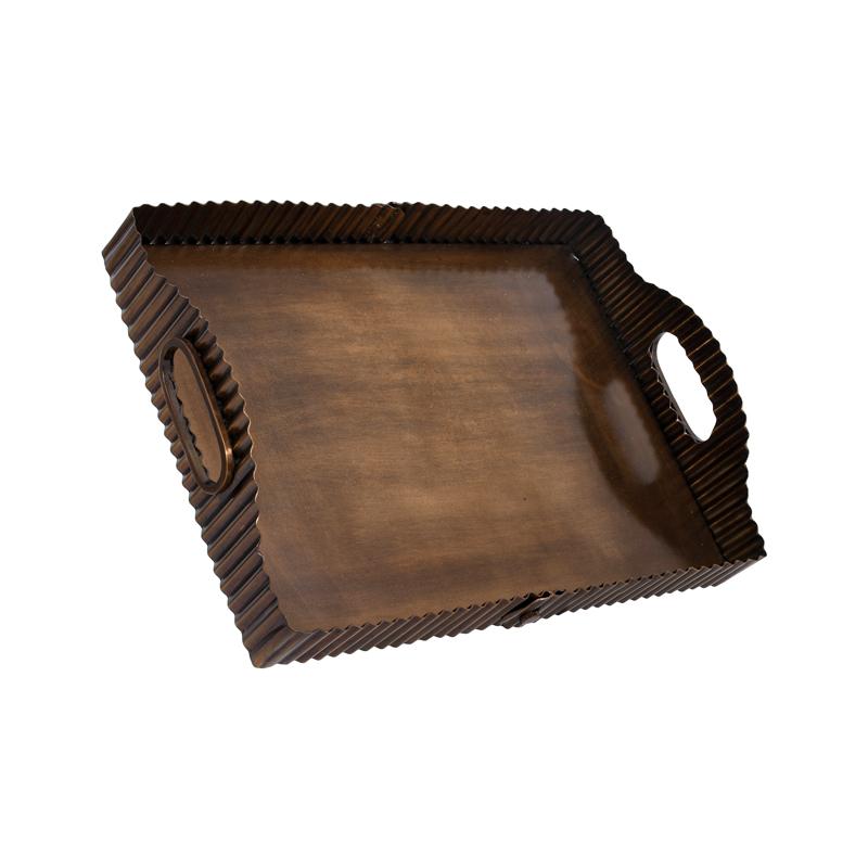 ΜΕΤΑΛΛΙΚΟΣ ΟΡΘΟΓΩΝΙΟΣ ΔΙΣΚΟΣ FL25191 ΜΠΡΟΝΖΕ ΧΡΩΜΑ 36x26x8εκ - Image 3