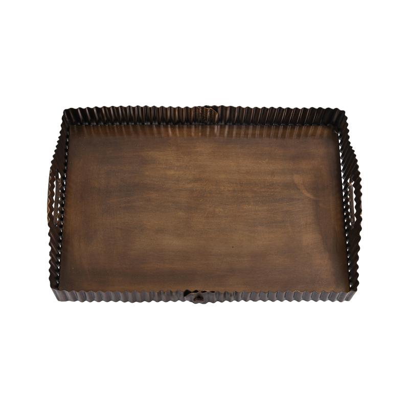 ΜΕΤΑΛΛΙΚΟΣ ΟΡΘΟΓΩΝΙΟΣ ΔΙΣΚΟΣ FL25191 ΜΠΡΟΝΖΕ ΧΡΩΜΑ 36x26x8εκ - Image 4