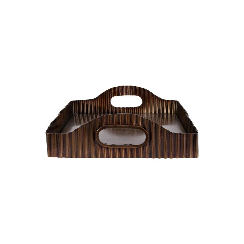 ΜΕΤΑΛΛΙΚΟΣ ΟΡΘΟΓΩΝΙΟΣ ΔΙΣΚΟΣ FL25191 ΜΠΡΟΝΖΕ ΧΡΩΜΑ 36x26x8εκ - Image 5