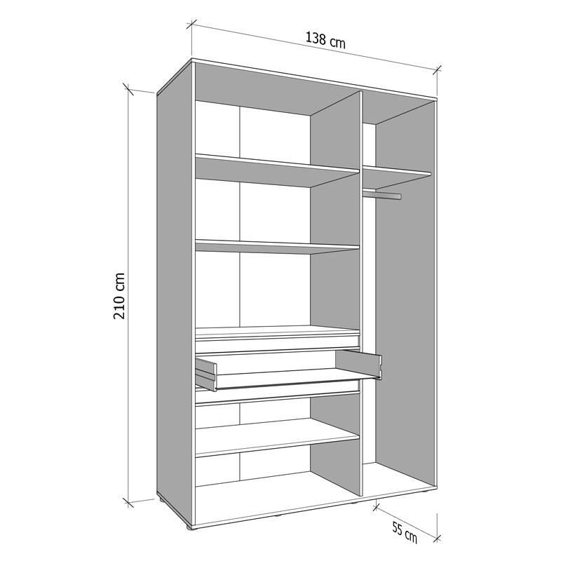 ΝΤΟΥΛΑΠΑ CORBETT 3K1F1O h211 ARTISAN OAK/ΜΑΥΡΟ ΜΑΤ ΧΡΩΜΑ 138x55x211εκ - Image 7