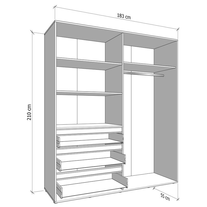 ΝΤΟΥΛΑΠΑ CORBETT 4K3F1O h211 ARTISAN OAK/ΜΑΥΡΟ ΜΑΤ ΧΡΩΜΑ 183x55x211εκ - Image 6