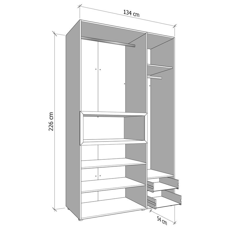 ΝΤΟΥΛΑΠΑ DONALD 3K2F1O h227 ΛΕΥΚΟ/ARTISAN OAK ΧΡΩΜΑ 135x57x227εκ - Image 7