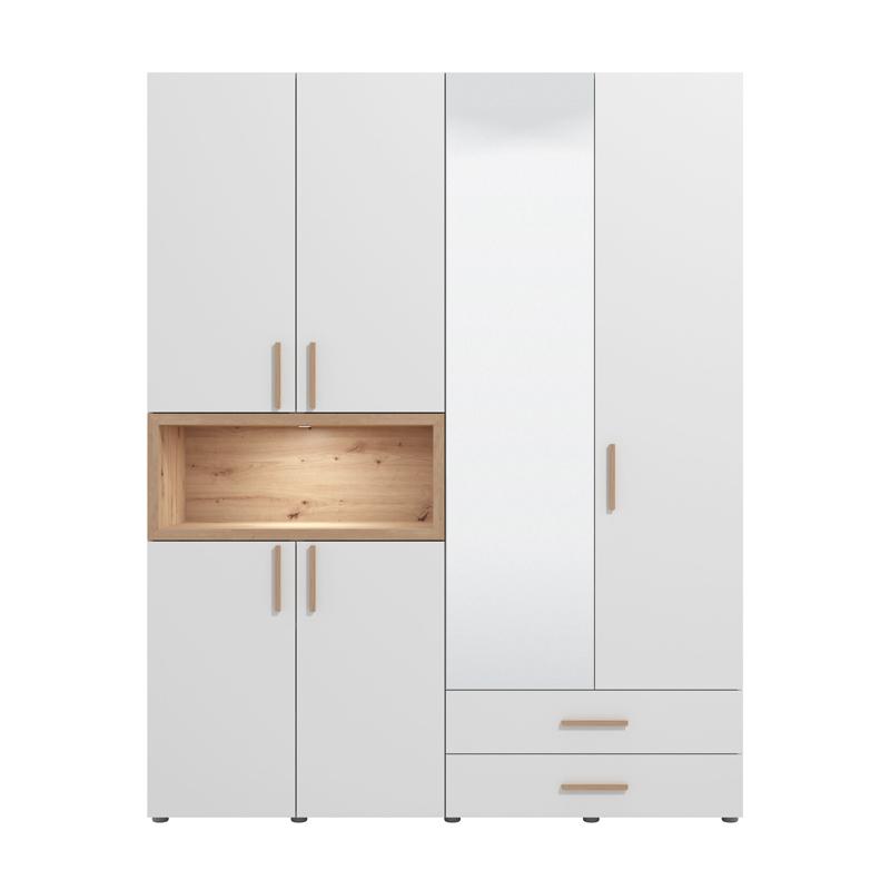 ΝΤΟΥΛΑΠΑ DONALD 4K2F1O h227 ΛΕΥΚΟ/ARTISAN OAK ΧΡΩΜΑ 179x57x227εκ - Image 4