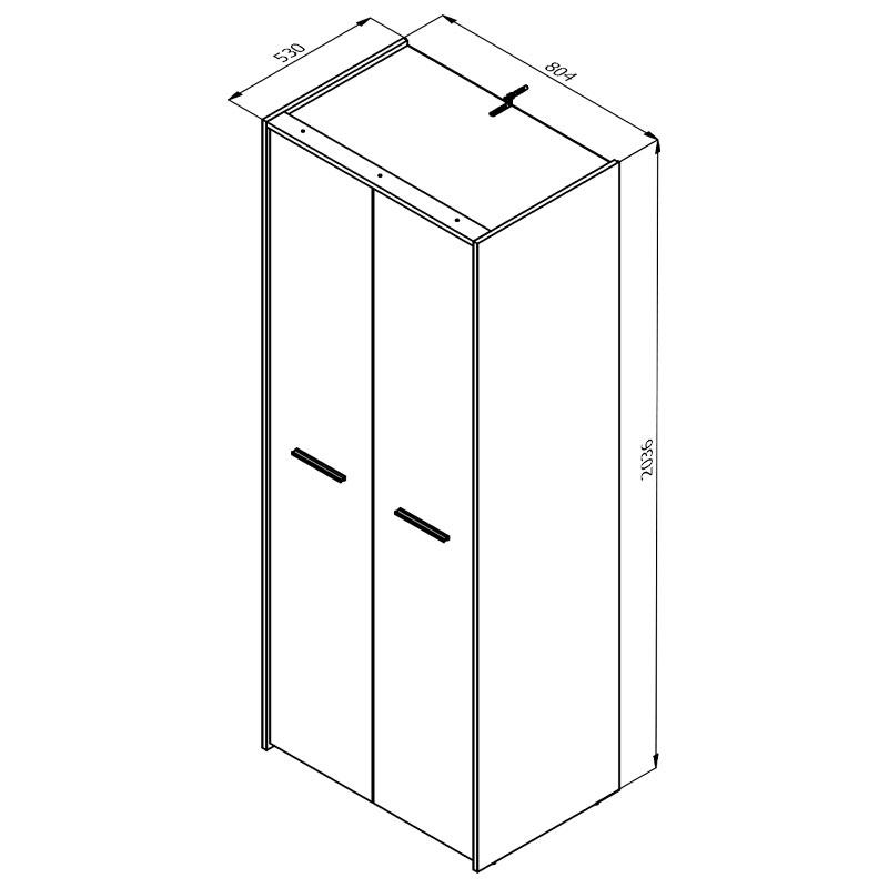 ΝΤΟΥΛΑΠΑ HANA 2Κ GREY OAK 80x52x205εκ - Image 8