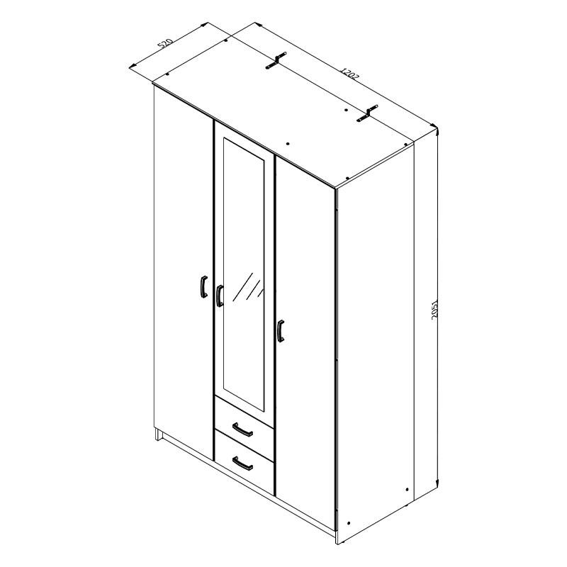 ΝΤΟΥΛΑΠΑ HANA 3K2FO ΛΕΥΚΗ 120x52x205εκ - Image 8