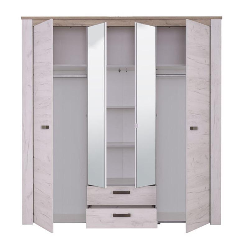 ΝΤΟΥΛΑΠΑ Kent 4K2F2O GREY OAK/WHITE OAK 199x56x207εκ - Image 4