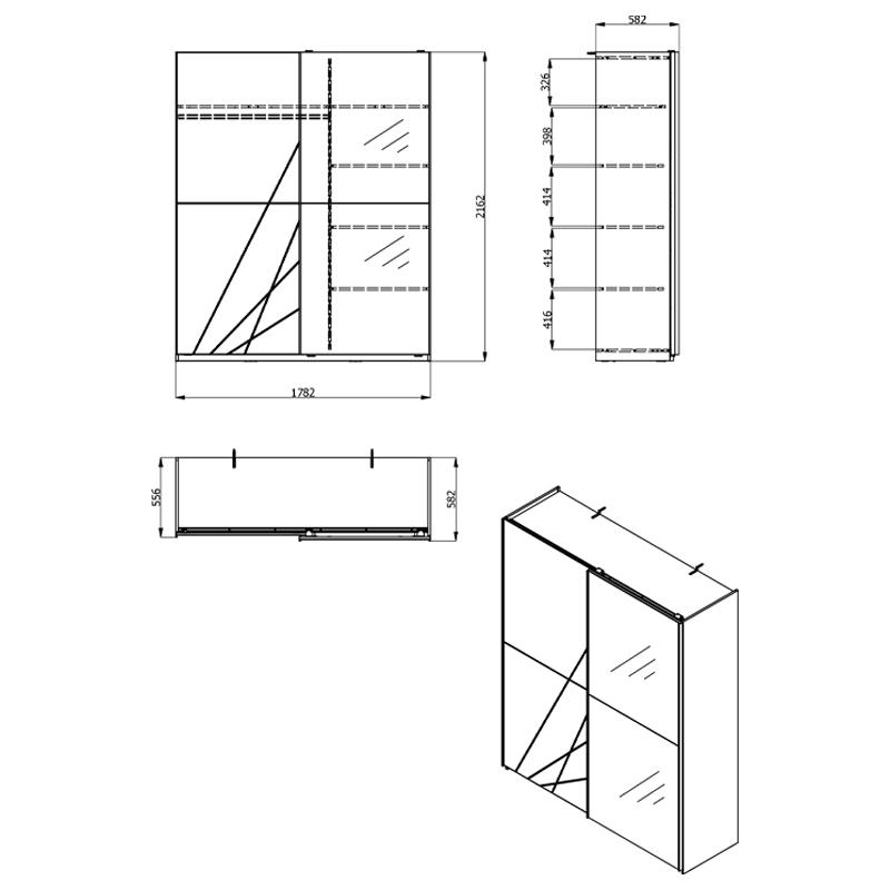 ΝΤΟΥΛΑΠΑ KSANTI 270 OG M ΜΕ ΚΑΘΡΕΦΤΗ ΛΕΥΚΗ-ΛΕΥΚΗ ΛΑΚΑ 262.5x65.5x224εκ - Image 7