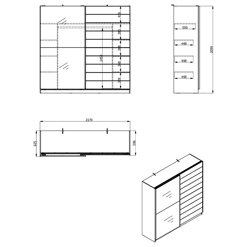 ΝΤΟΥΛΑΠΑ MONDEGO 220 OG ΜΕ ΚΑΘΡΕΦΤΗ ΛΕΥΚΗ-ΛΕΥΚΗ ΛΑΚΑ 217x62.5x210εκ - Image 6
