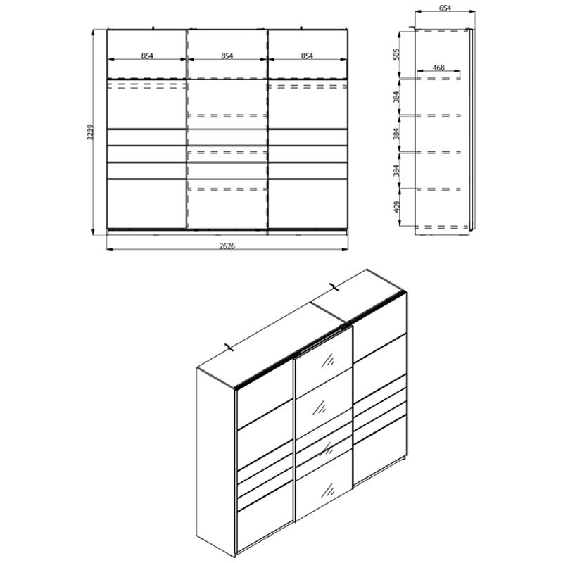 ΝΤΟΥΛΑΠΑ MONDEGO 270 POG ΜΕ ΚΑΘΡΕΦΤΗ ARTISAN-ΛΕΥΚΗ ΛΑΚΑ 262.5x62.5x224εκ - Image 6