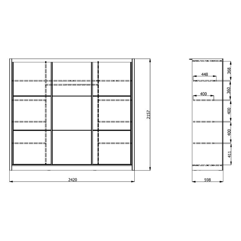 ΝΤΟΥΛΑΠΑ NAVARA ΜΕ ΚΑΘΡΕΦΤΗ 245 OG GREY OAK 242x60x215,5εκ - Image 5