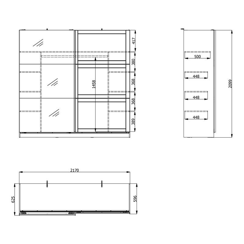 ΝΤΟΥΛΑΠΑ VALENCIA 220 ΜΕ ΚΑΘΡΕΦΤΗ ΓΚΡΙ-ARTISAN OAK-ΓΚΡΙ ΜΑΤ 220x62.5x214εκ - Image 6
