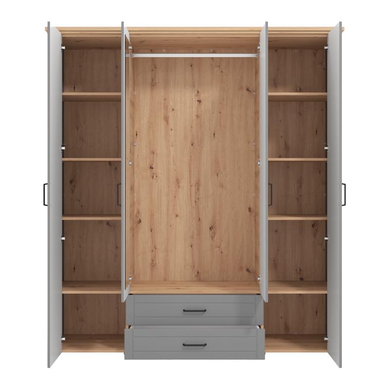 ΝΤΟΥΛΑΠΑ VALENCIA 4K2F ΓΚΡΙ-ARTISAN OAK-ΓΚΡΙ ΜΑΤ 190x58x210εκ - Image 4