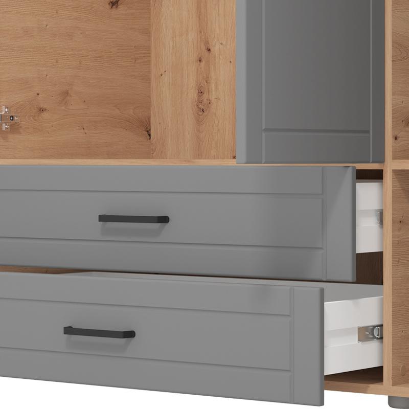 ΝΤΟΥΛΑΠΑ VALENCIA 4K2F ΓΚΡΙ-ARTISAN OAK-ΓΚΡΙ ΜΑΤ 190x58x210εκ - Image 5