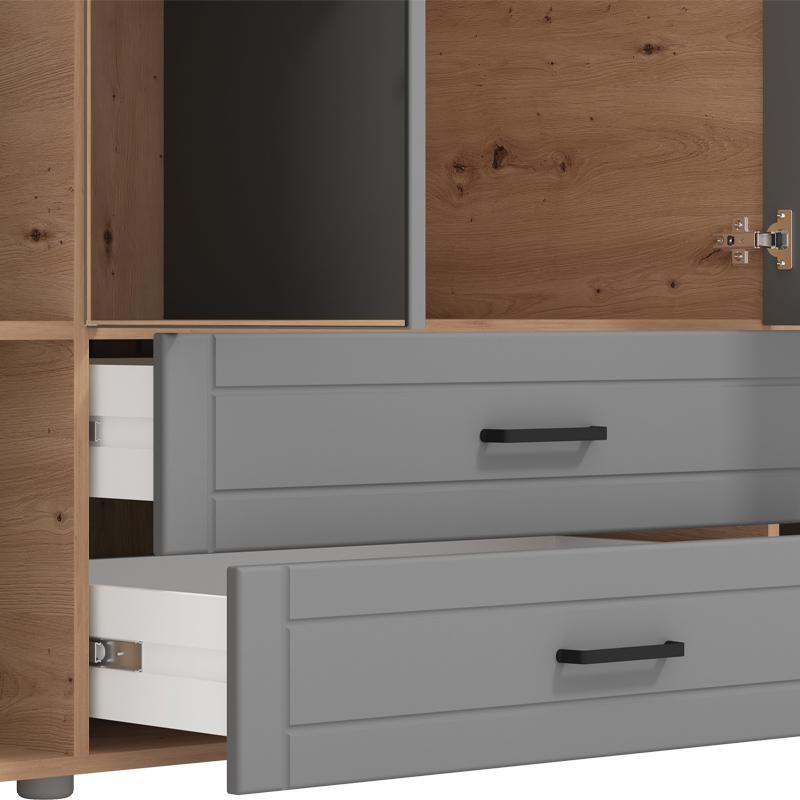 ΝΤΟΥΛΑΠΑ VALENCIA 4K2FO ΜΕ ΚΑΘΡΕΦΤΗ ΓΚΡΙ-ARTISAN OAK-ΓΚΡΙ ΜΑΤ 190*58*210εκ - Image 5