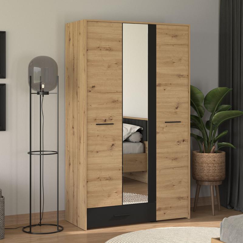 ΝΤΟΥΛΑΠΑ VARADERO 3K1F1O ARTISAN OAK-ΜΑΥΡΟ 119x53x203,5εκ - Image 2