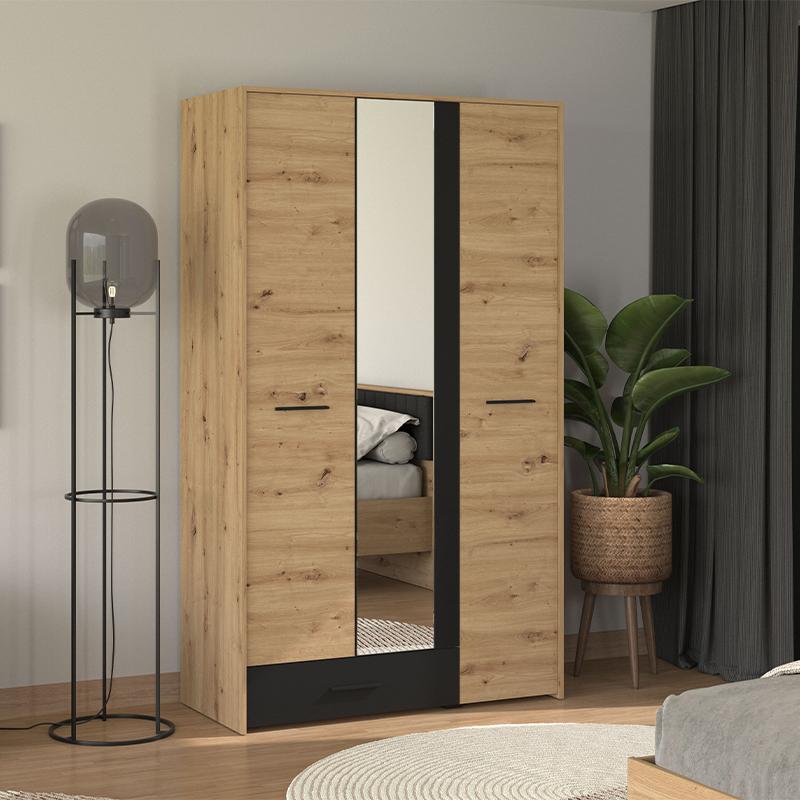 ΝΤΟΥΛΑΠΑ VARADERO 3K1F1O ARTISAN OAK-ΜΑΥΡΟ 119x53x203,5εκ - Image 3