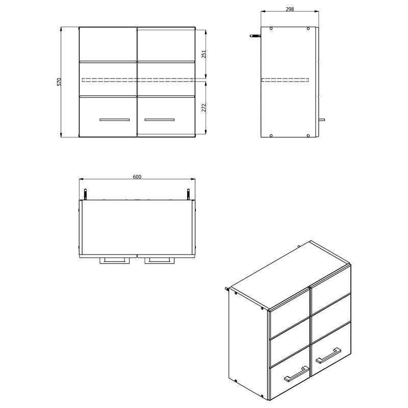 ΝΤΟΥΛΑΠΙ ΚΟΥΖΙΝΑΣ DIANA G60A GREY OAK-SAND ΓΥΑΛΙΣΤΕΡΟ FOIL 60x30x57εκ - Image 6
