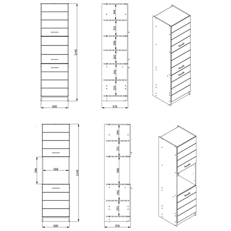 ΝΤΟΥΛΑΠΙ ΚΟΥΖΙΝΑΣ Diva BD 60 ΛΕΥΚΗ/ΛΕΥΚΗ ΛΑΚΑ 60x57,5x214,5εκ - Image 8