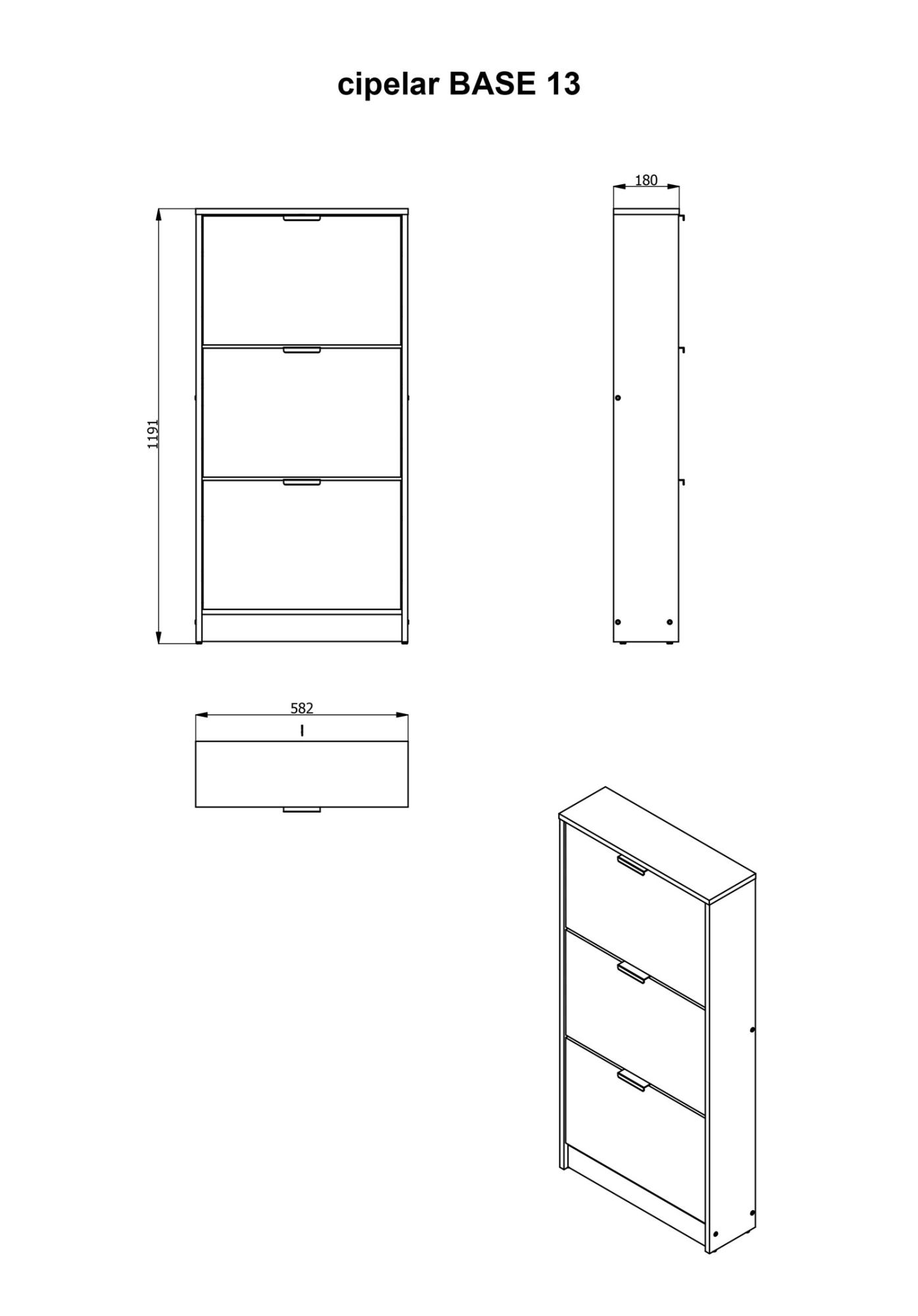 ΠΑΠΟΥΤΣΟΘΗΚΗ Base 13 ARTISAN OAK-ARTISAN OAK ΜΕ ΜΑΥΡΕΣ ΓΡΑΜΜΕΣ-ΜΑΥΡΟ 58x18x119εκ - Image 6