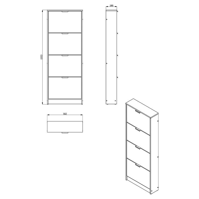 ΠΑΠΟΥΤΣΟΘΗΚΗ Base 14 GREY OAK 58x18x155,5εκ - Image 7