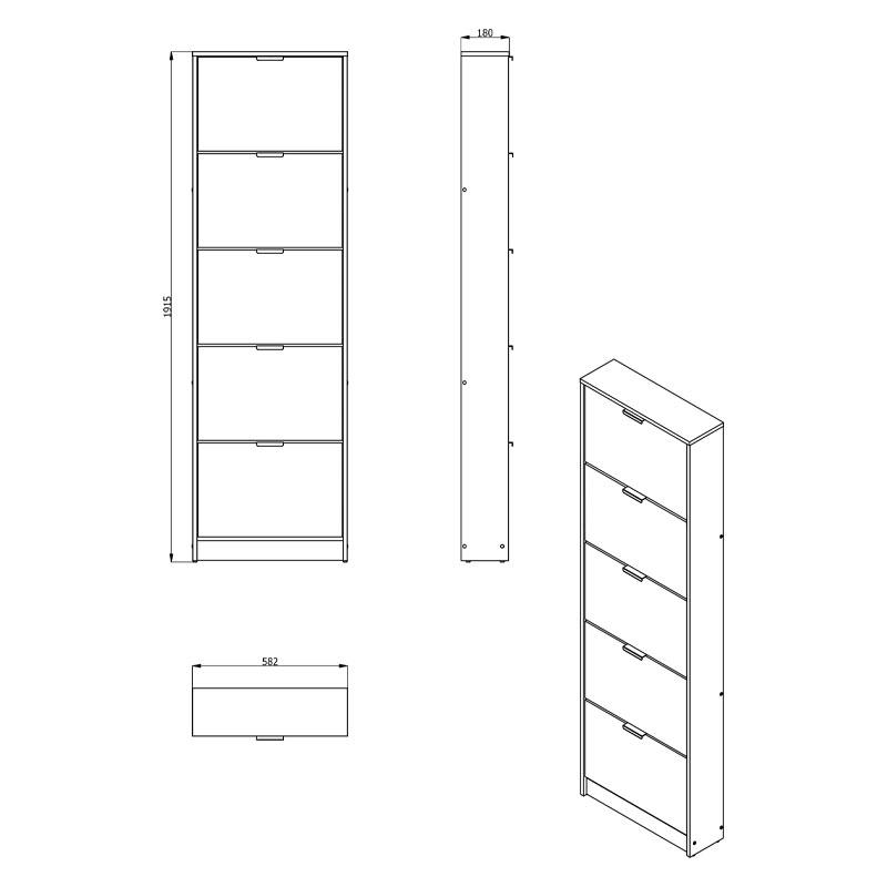 ΠΑΠΟΥΤΣΟΘΗΚΗ Base 15 GREY OAK 58x18x191,5εκ - Image 7