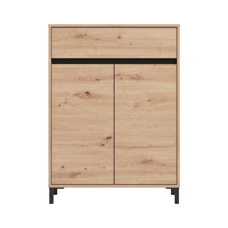ΠΑΠΟΥΤΣΟΘΗΚΗ FLANNAN 2K1F2V ARTISAN OAK/ΜΑΥΡΟ MATT ΧΡΩΜΑ 80x40x110εκ - Image 3