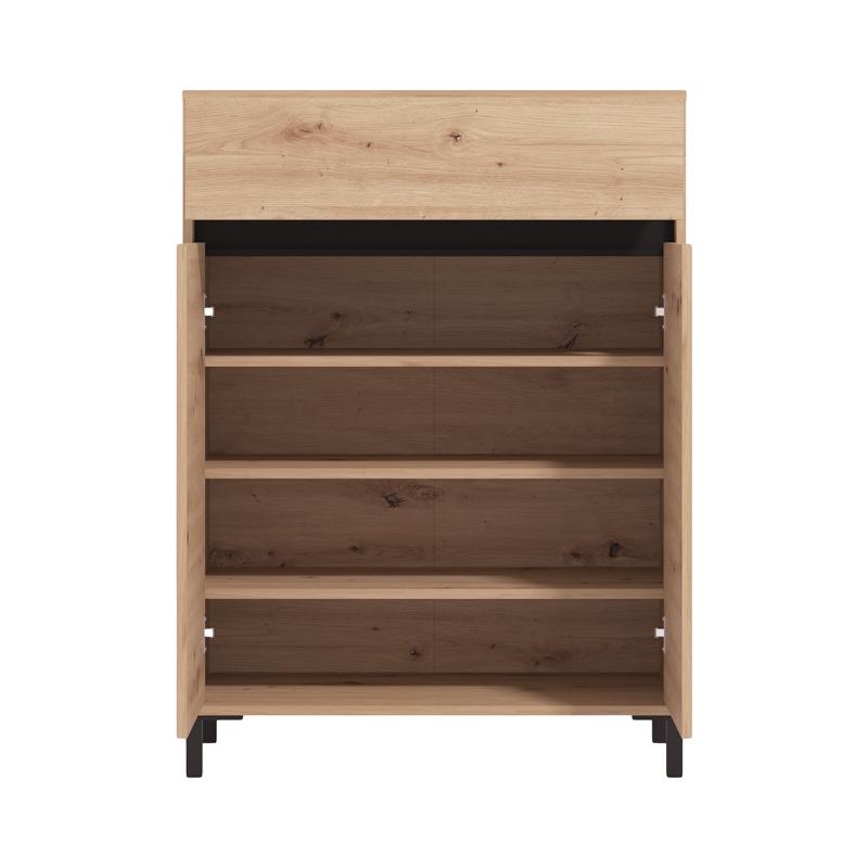 ΠΑΠΟΥΤΣΟΘΗΚΗ FLANNAN 2K1F2V ARTISAN OAK/ΜΑΥΡΟ MATT ΧΡΩΜΑ 80x40x110εκ - Image 4