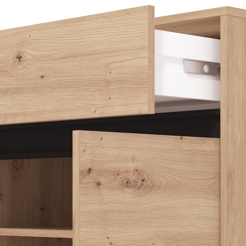 ΠΑΠΟΥΤΣΟΘΗΚΗ FLANNAN 2K1F2V ARTISAN OAK/ΜΑΥΡΟ MATT ΧΡΩΜΑ 80x40x110εκ - Image 5