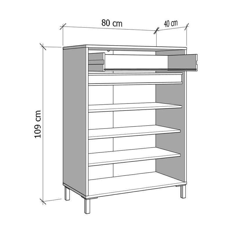 ΠΑΠΟΥΤΣΟΘΗΚΗ FLANNAN 2K1F2V ARTISAN OAK/ΜΑΥΡΟ MATT ΧΡΩΜΑ 80x40x110εκ - Image 6