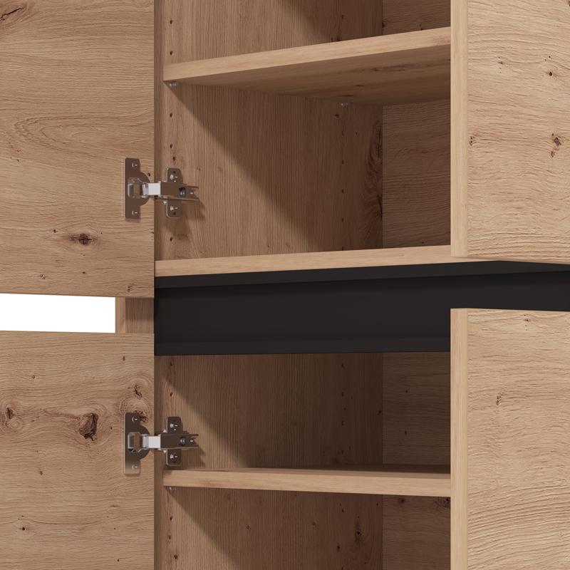 ΠΑΠΟΥΤΣΟΘΗΚΗ FLANNAN 2K4V ARTISAN OAK/ΜΑΥΡΟ MATT ΧΡΩΜΑ 80x40x205εκ - Image 5