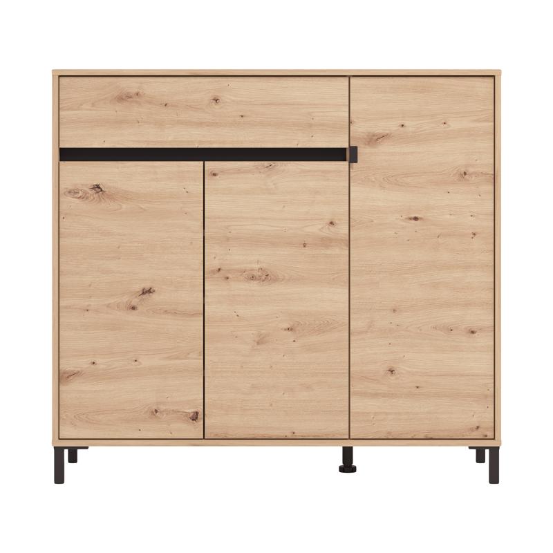 ΠΑΠΟΥΤΣΟΘΗΚΗ FLANNAN 3K1F3V ARTISAN OAK/ΜΑΥΡΟ MATT ΧΡΩΜΑ 120x40x110εκ - Image 3