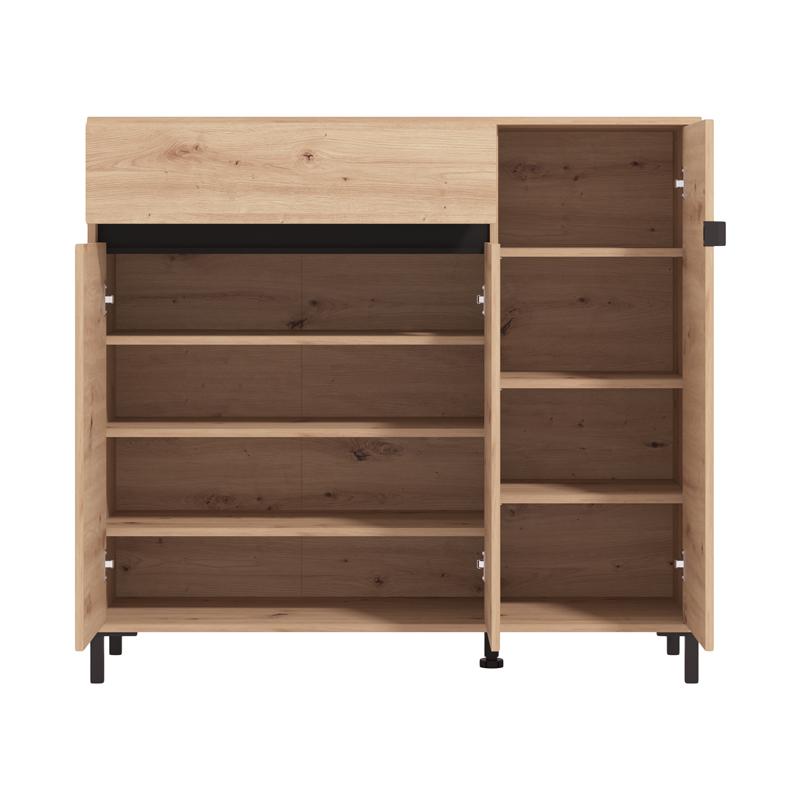 ΠΑΠΟΥΤΣΟΘΗΚΗ FLANNAN 3K1F3V ARTISAN OAK/ΜΑΥΡΟ MATT ΧΡΩΜΑ 120x40x110εκ - Image 4