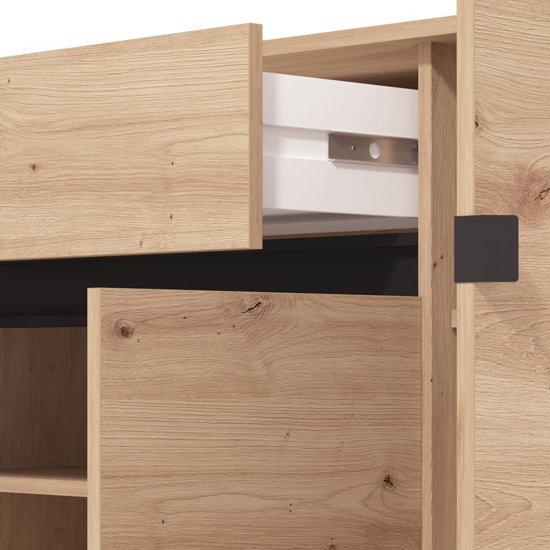 ΠΑΠΟΥΤΣΟΘΗΚΗ FLANNAN 3K1F3V ARTISAN OAK/ΜΑΥΡΟ MATT ΧΡΩΜΑ 120x40x110εκ - Image 5