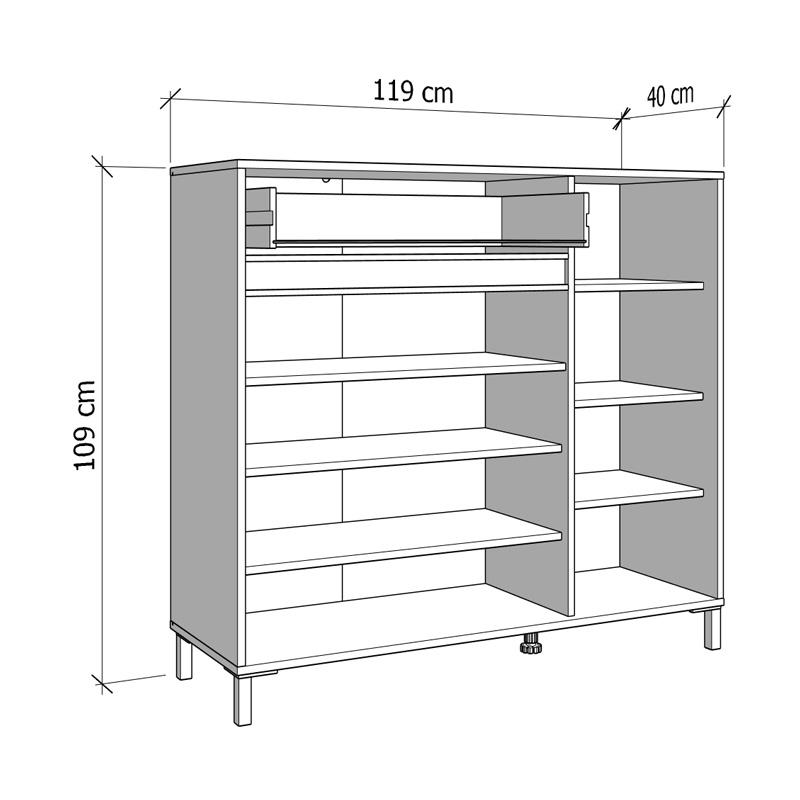 ΠΑΠΟΥΤΣΟΘΗΚΗ FLANNAN 3K1F3V CASHMERE/ΜΑΥΡΟ MATT ΧΡΩΜΑ 120x40x110εκ - Image 6